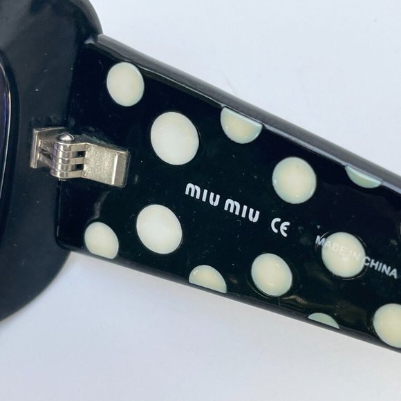 Miu Miu Women Sunglasses Polarized Eye Wear Black W/ White Dots SMU16F 57[]15 - Picture 9 of 12